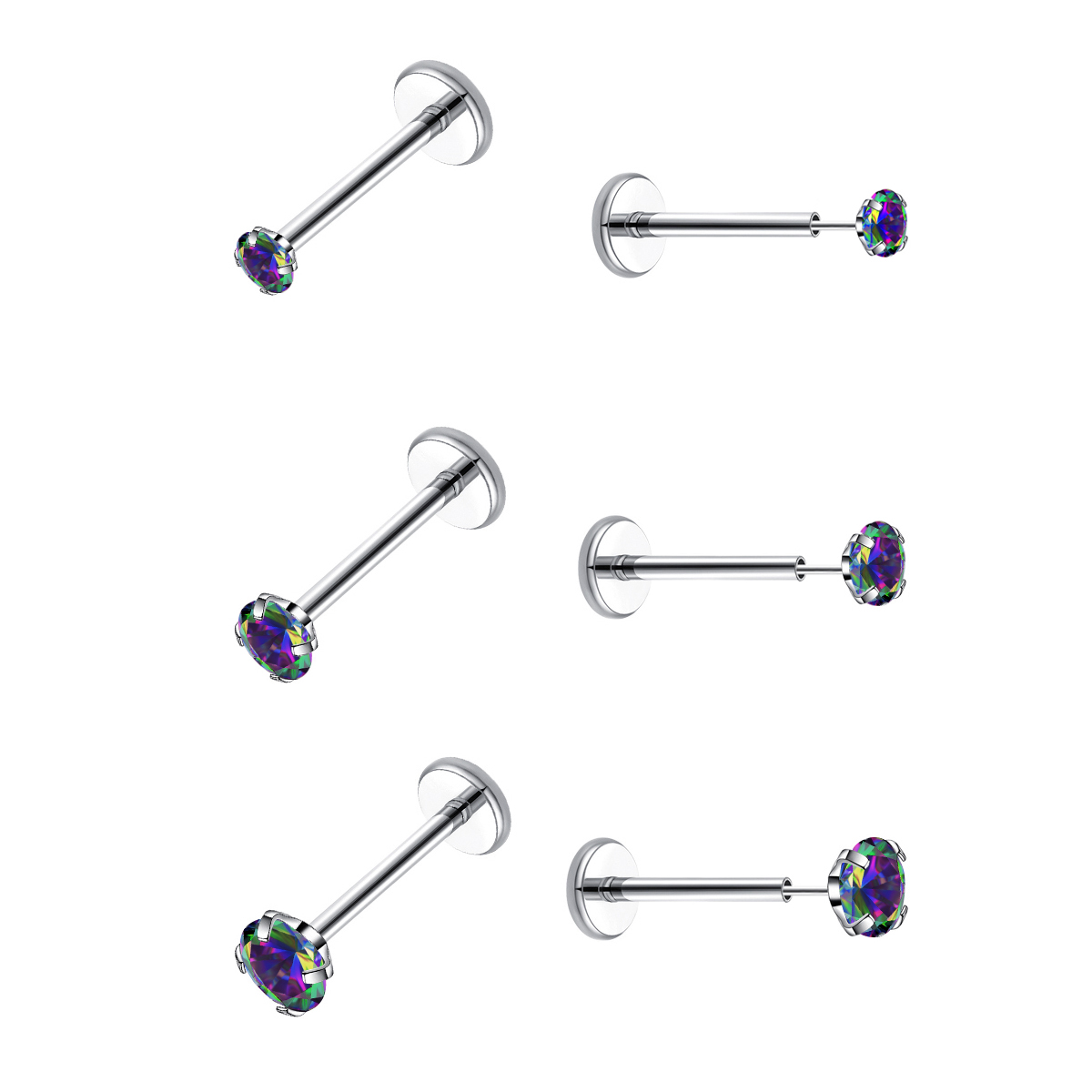 Body Jewelry Flat Back - 低刺激性低刺激性ステンレス鋼イヤリング,20g,ワイヤー,プッシュインイヤー,耳珠,ヘリックス,スタッド,ピアスジュエリー