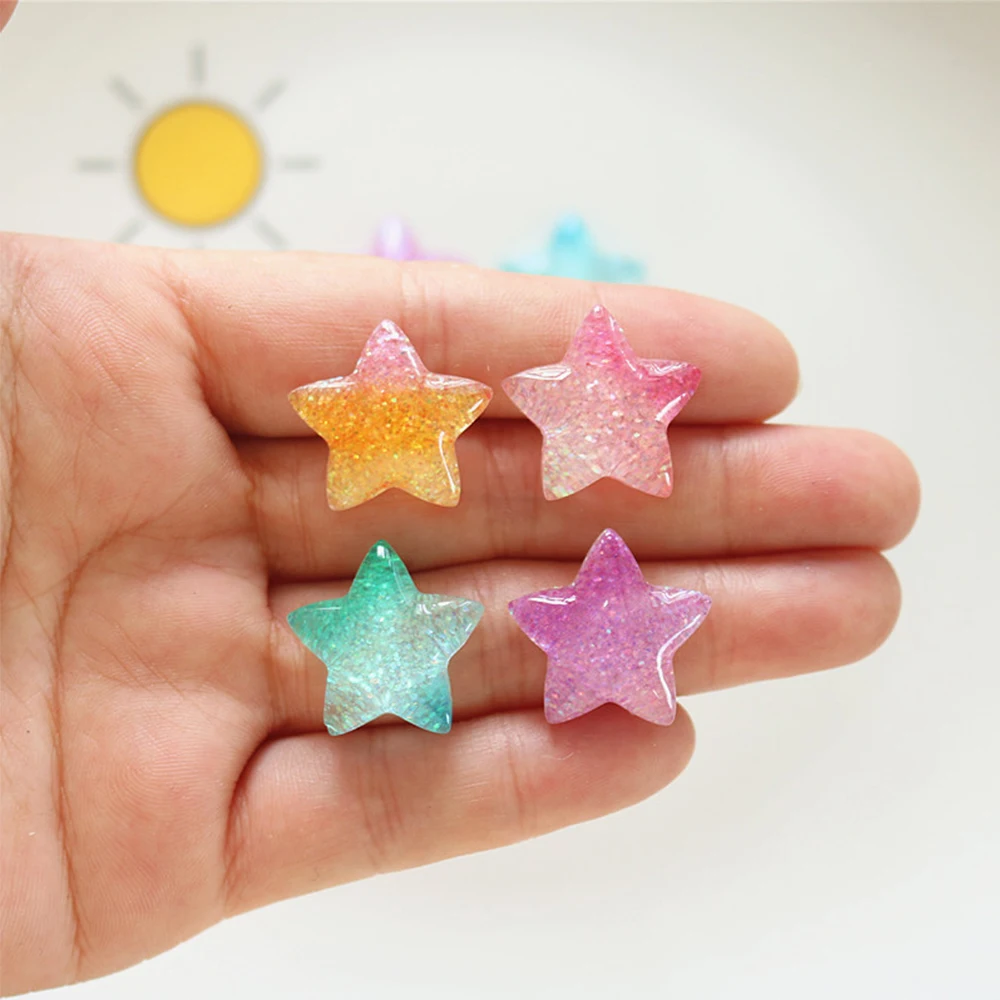 Star Flat Back - グラディエントスターシリーズ樹脂カボション、フラットバック、スクラップブッキング、DIY、クラフト、ジュエリー、アクセサリー、10個