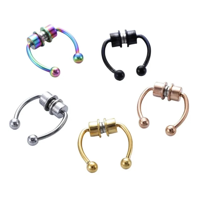 Body Jewelry Nose Ring - 1/2/3 個の偽磁気鼻リング、フェイクピアス鼻リング、非ピアスセプタムリング、クリップオンステンレス鋼マグネットリング