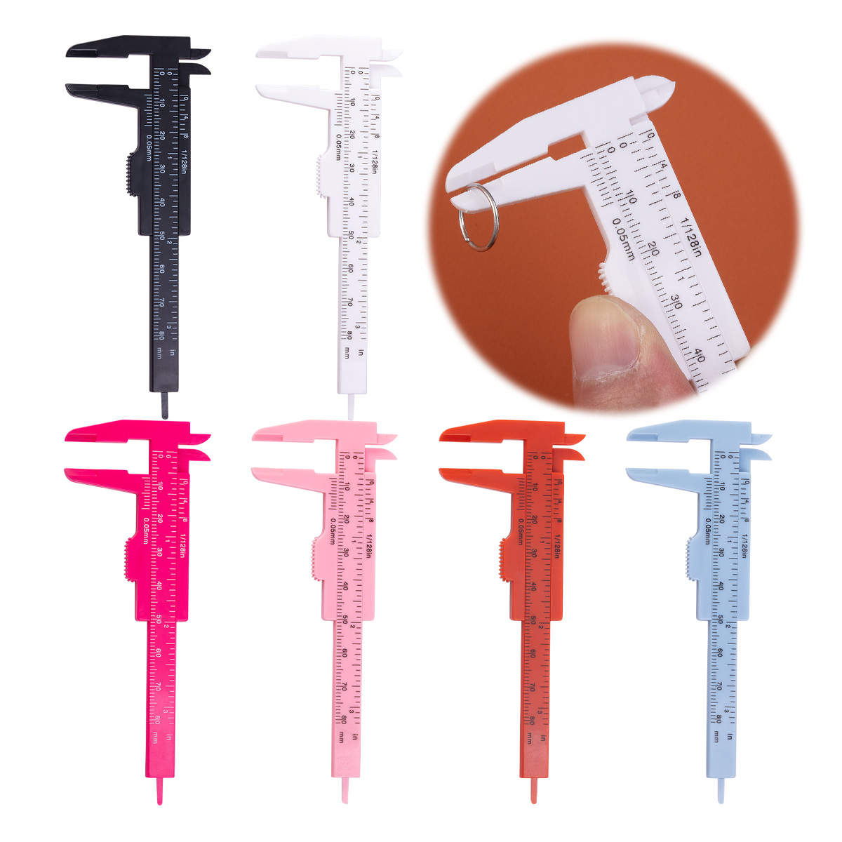 Body Jewelry Etc - 1/6 個ピアスジュエリー測定ツールアクリルキャリパーボディジュエリーゲージ ID OD 長さ測定ツール耳栓トンネルなど。