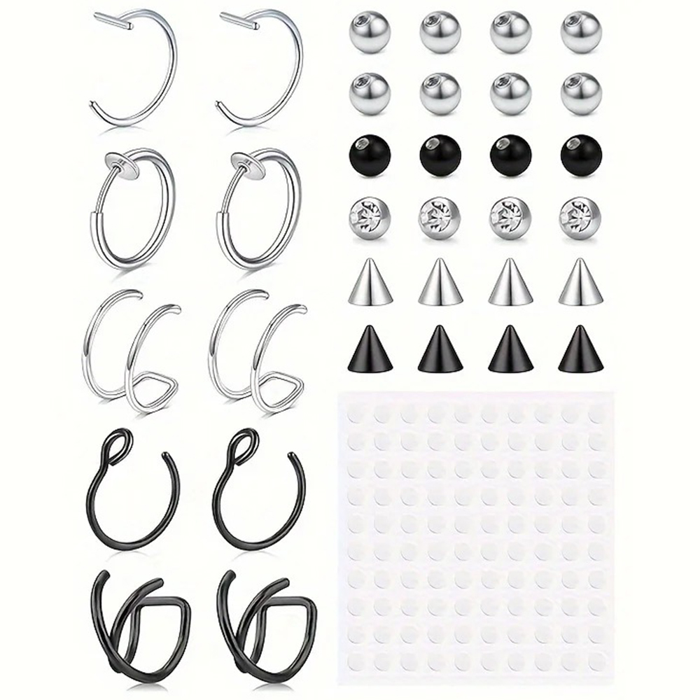 Body Jewelry Nose Ring - フェイクピアス、フェイクリップリング、フェイクノーズリング、フェイクスネークバイト、フェイクアイブロウピアス、イヤーカフクリップ、フェイクノーズイヤーリップスタッド