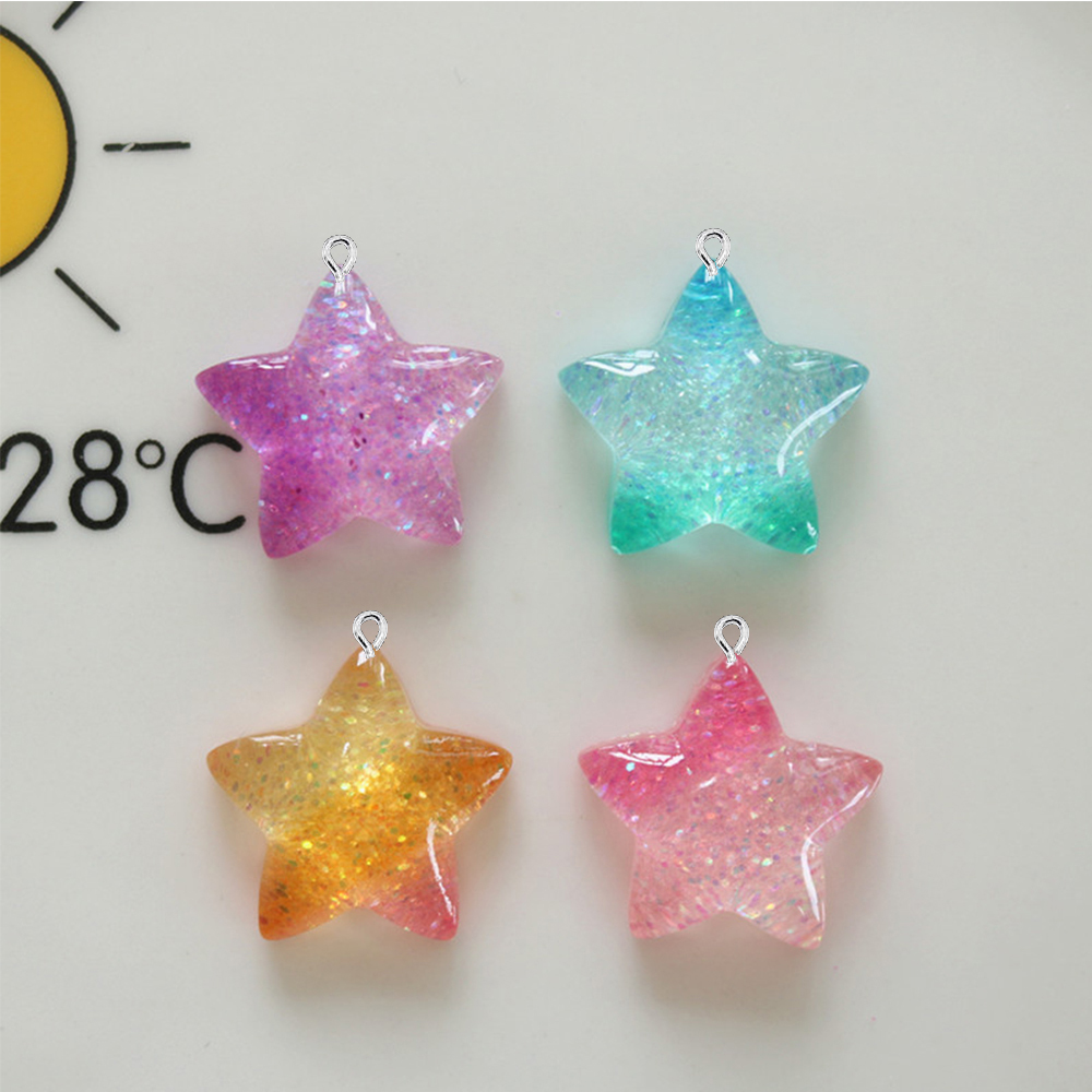 Star Flat Back - イヤリング,ブレスレット,ヘアピン,ジュエリーペンダント,装飾アクセサリー,10個用のグラデーションスターシリーズフラットバックチャーム