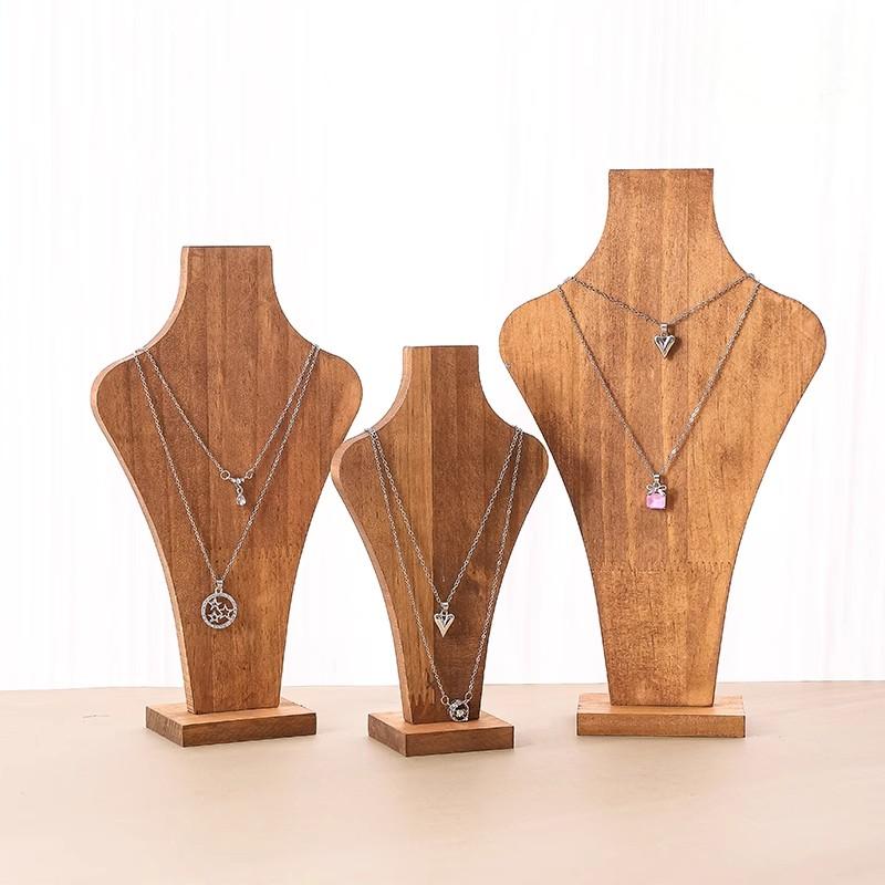 Body Jewelry Holder - クルミ材取り外し可能なマネキンネックレスディスプレイラックペンダントチェーンディスプレイバスト未塗装装飾品吊り棚