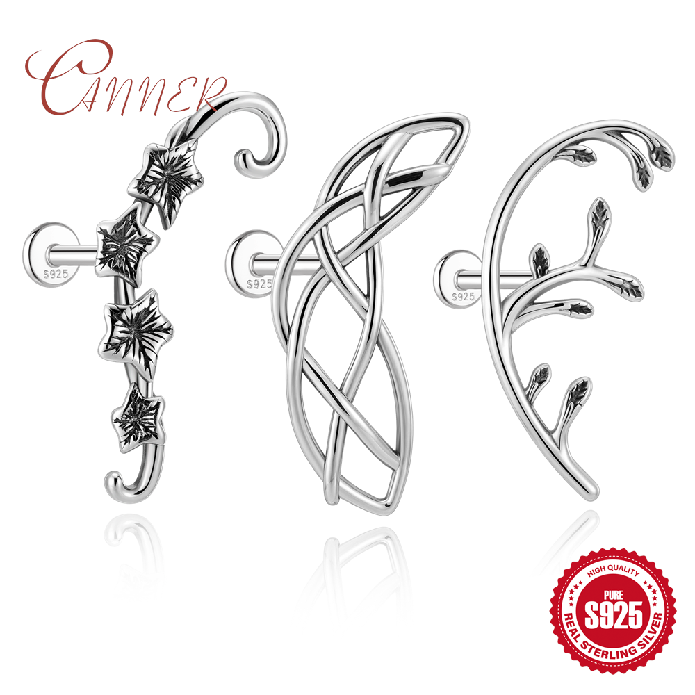 Body Jewelry Flat Back - CANNER 925 スターリングシルバーゴシックスタイル朝顔/シャイニーラインピアス女性用フラワーフラットバックパーティージュエリーギフト