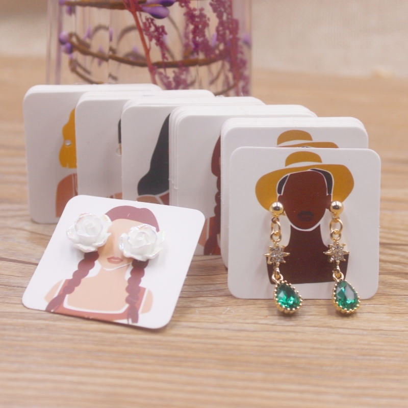 Body Jewelry Holder - 100 個 4 × 4 センチメートル新しい高級ブランドジュエリーパールパウダー紙ディスプレイイヤリングカード、イヤリング、イヤリング包装ラベルカード
