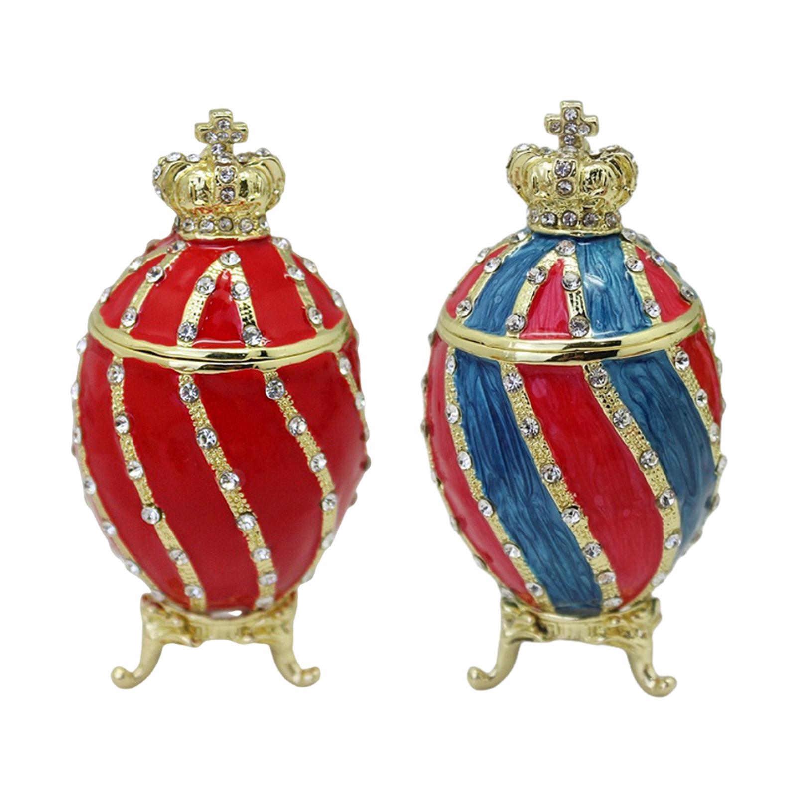 Body Jewelry Display Case - ファベルジェの卵型小物入れ、リングホルダー、エナメル製ヒンジ付きジュエリーボックス、誕生日、クリスマス、結婚式、チャーム、ボディジュエリー用