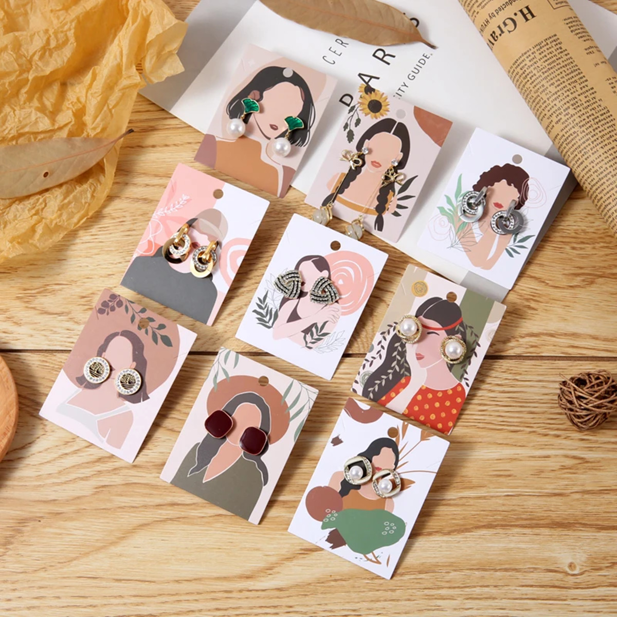 Body Jewelry Holder - 20 ランダムなスタイルのイヤリングディスプレイカード、DIY イヤリング、イヤリング、ネックレス、ハンギングカード、ジュエリー、包装紙カード、背景ディスプレイカード