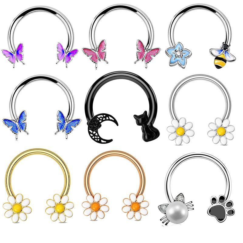 Body Jewelry Nose Ring - 16G セプタムリング ダイスピアス サージカルスチール 軟骨ピアス フープ