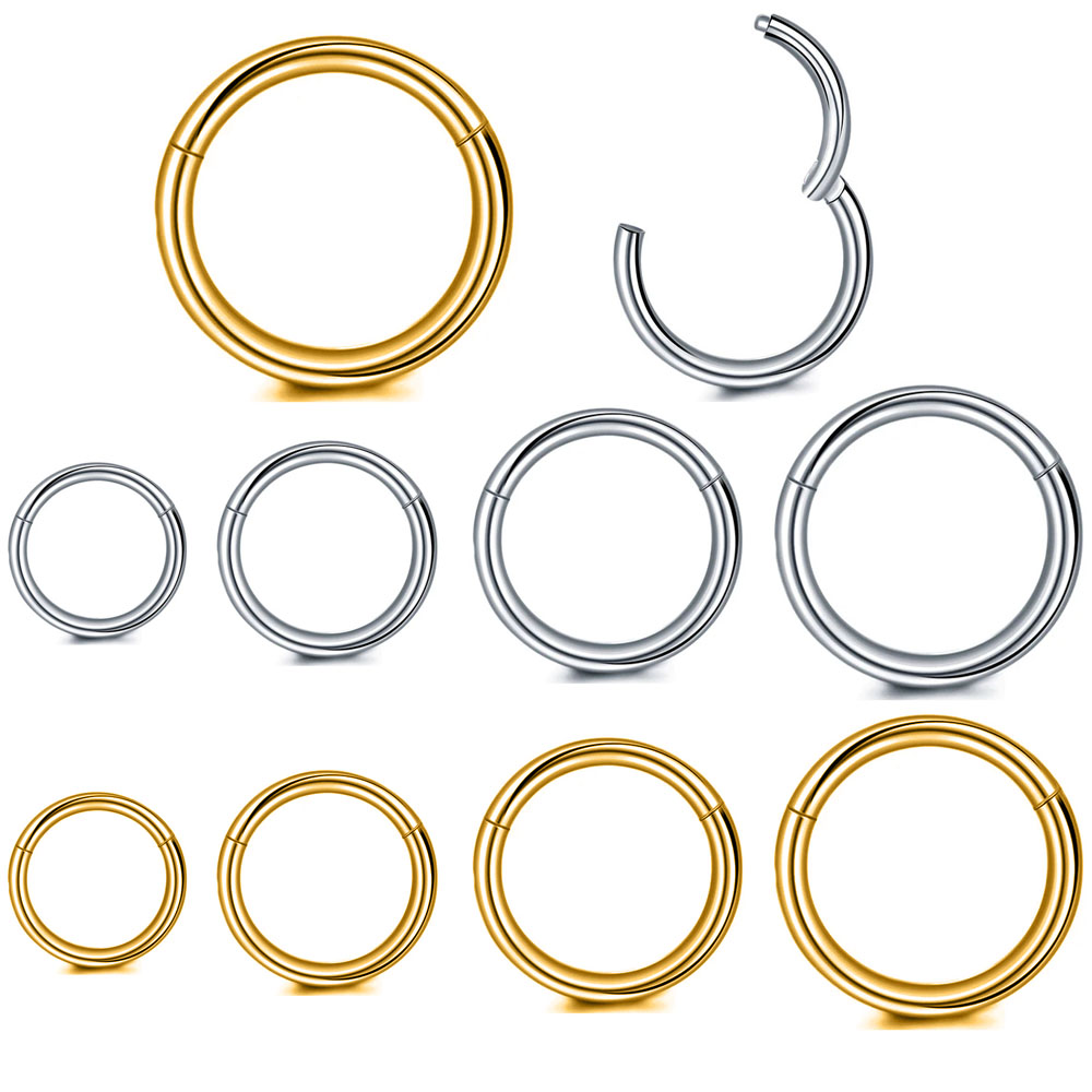 Septum Clicker Ring - 316L サージカルスチールクリッカーセグメントノーズリングベースセプタムピアス Daith 巻貝フープイヤリング女性男性 16 グラム