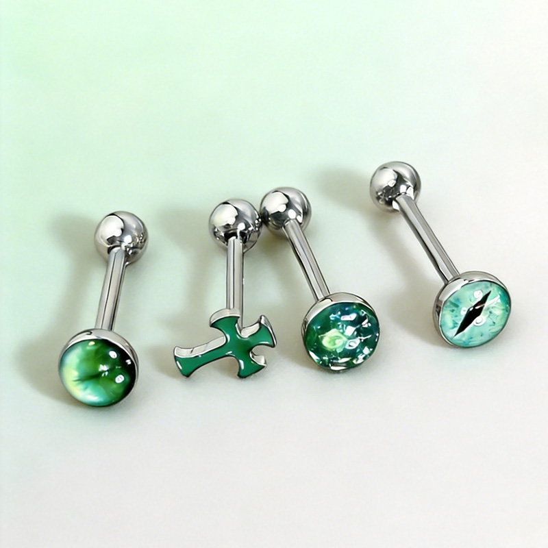 Body Jewelry Titanium - 1個 高品質 トレンド グリーン スパークリング クロス