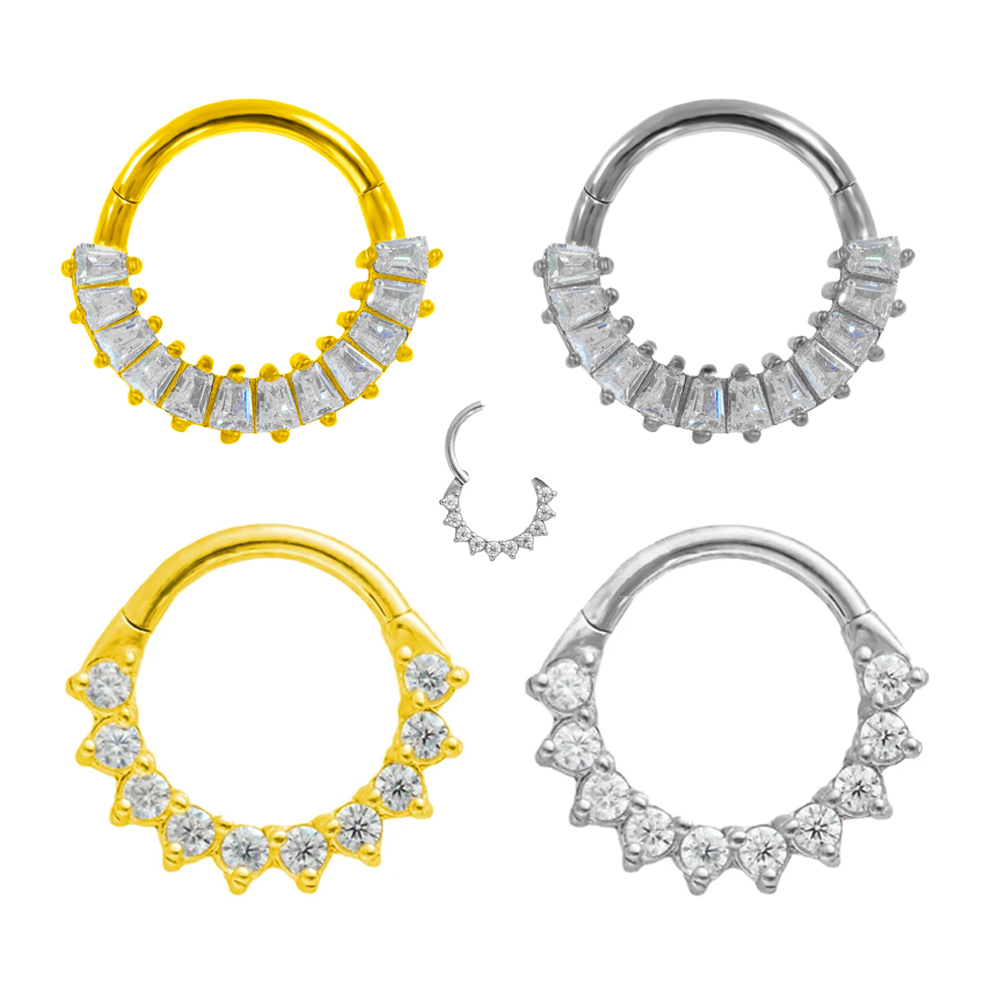 Septum Clicker Ring - 女性用セプタム付き台形ピアス,外科用鋼,鼻ピアス,クリッカー,軟骨,ぴったり,巻き貝,らせん,100% 316l