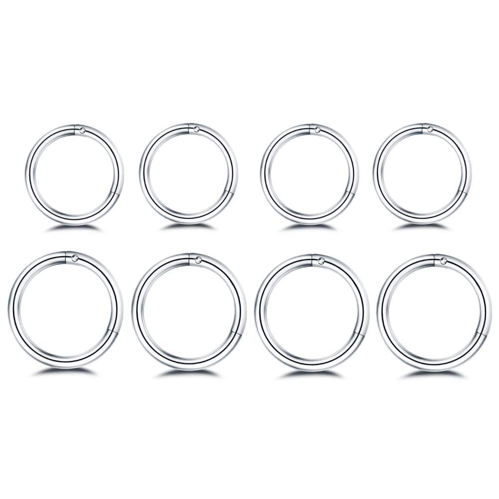 Septum Clicker Ring - 外科用ステンレススチールスタッド,ミニイヤリング,ノーズリング,高度な光沢のある,小型フープ,16g,8個