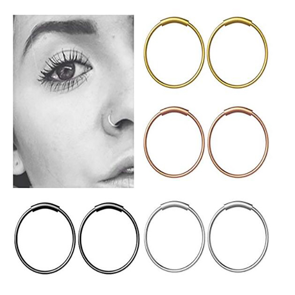 Body Jewelry Nose Ring - 3 ピース/ロット 316L サージカルスチール シームレス連続フープリング 鼻、眉毛、耳珠、リップ、耳用リング、6mm