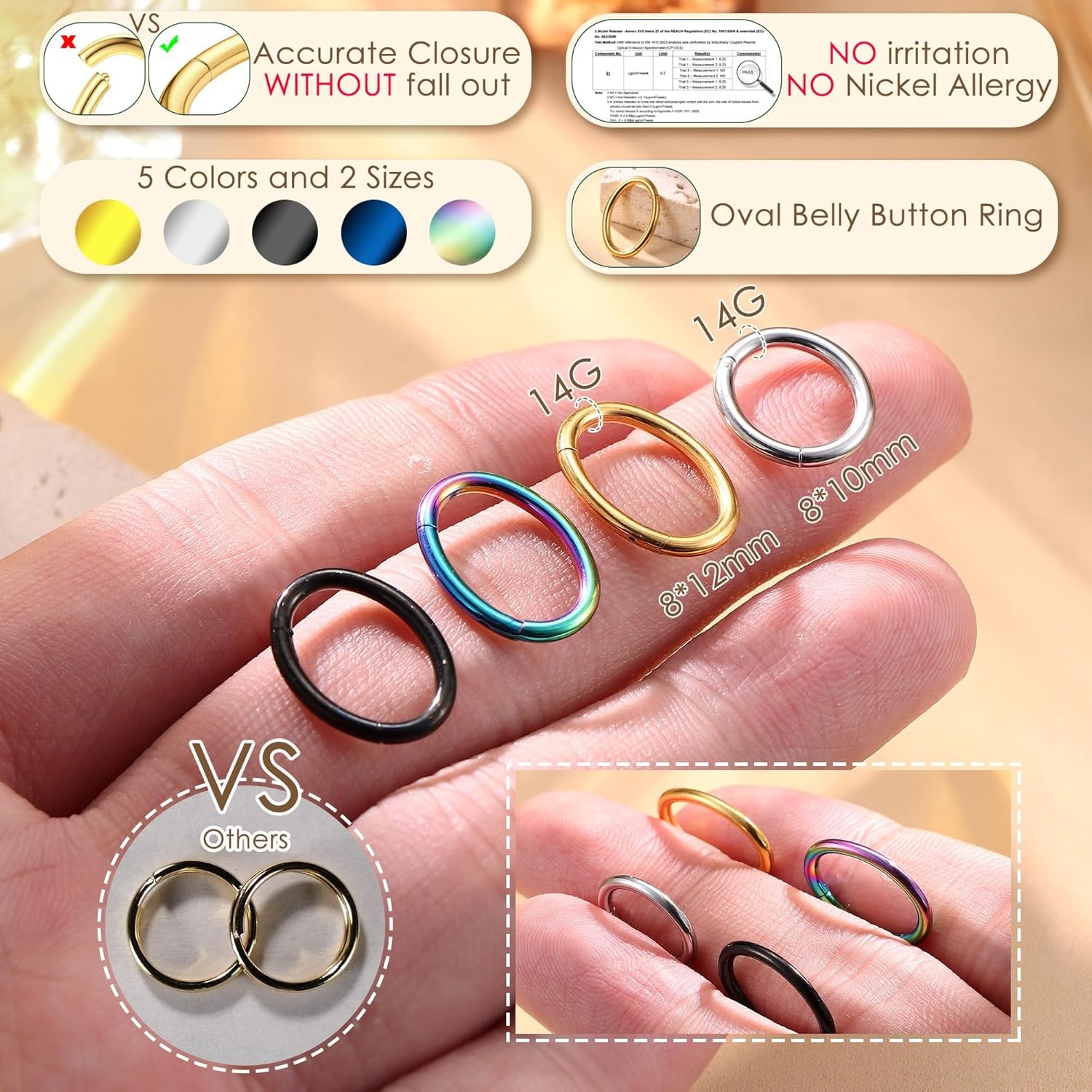 14G クリッカー ベリーボタンリング 女性用 ホワイトゴー - Septum Clicker Ring のレビューと価格