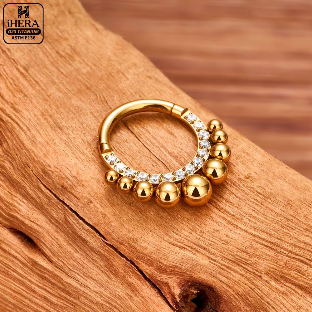 ASTM F136規格チタン製高級CZ象嵌ヒンジセグメントリ - Septum Clicker Ring のレビューと価格