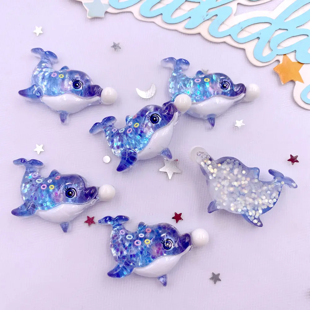 10 個グリッターカラフルな樹脂海の星カニクラゲイルカ海洋動 - Star Flat Back のレビューと価格