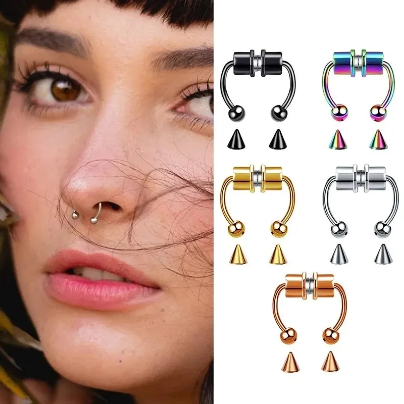 1/2/3 個の偽磁気鼻リング、フェイクピアス鼻リング、非ピ - Body Jewelry Nose Ring のレビューと価格