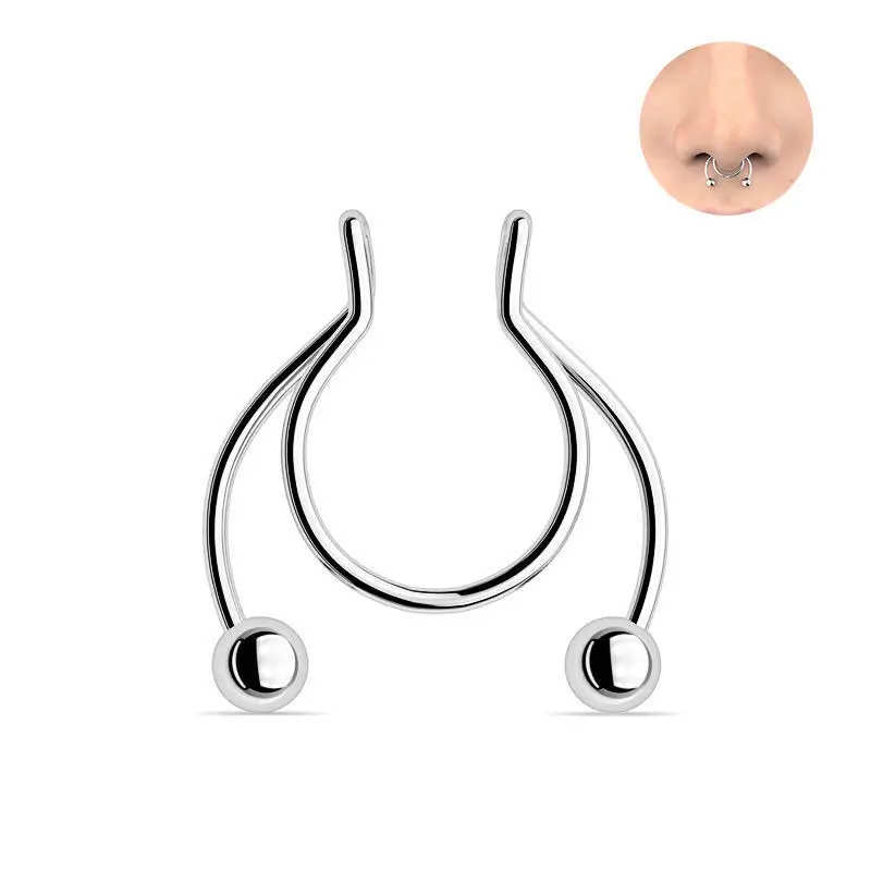 U 字型偽鼻リングヒップフープセプタムロックステンレス鋼クリ - Body Jewelry Nose Ring のレビューと価格