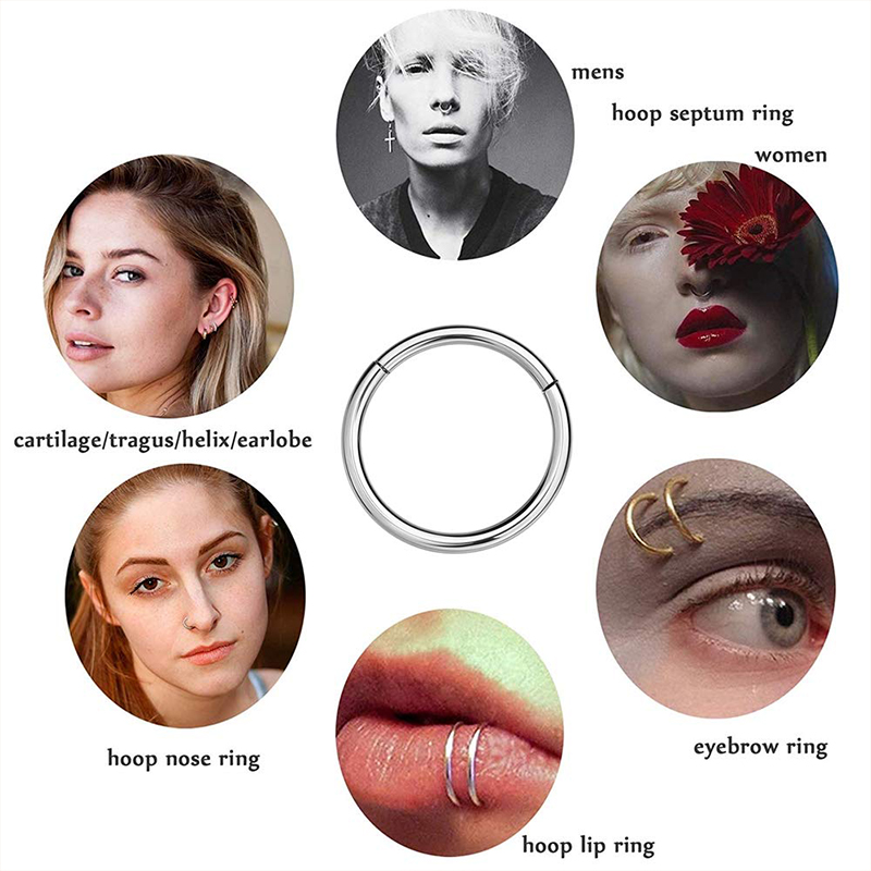 16G 316L サージカルスチール製ヒンジ付きクリッカーノ - Body Jewelry Nose Ring のレビューと価格