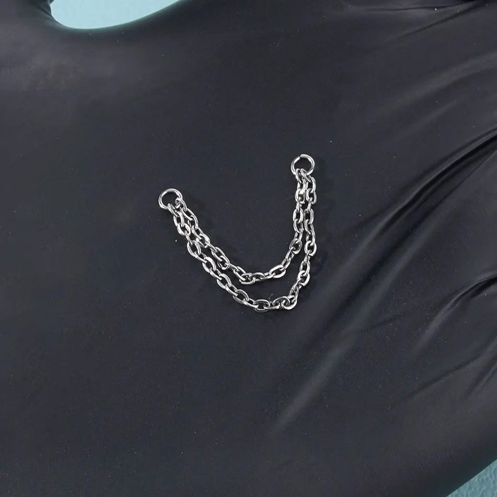 チタン製ノーズチェーン 三層チェーン ダブルチェーン 鼻孔チ - Body Jewelry Titanium のレビューと価格