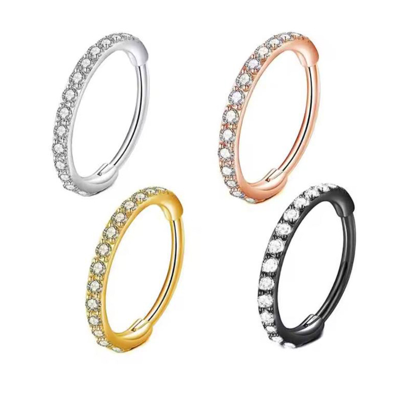 16GクリアCZノーズリングフープ 316Lサージカルステン - Septum Clicker Ring のレビューと価格