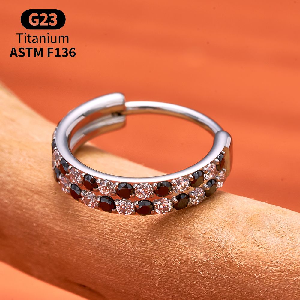G23チタン製ファセットカットCZヒンジセグメントリングクリ - Septum Clicker Ring のレビューと価格