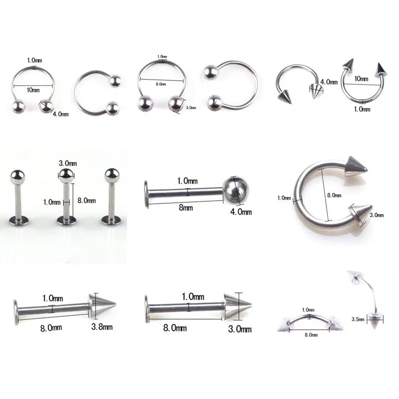 ステンレス鋼のボディピアスジュエリー,さまざまなスタイル,舌 - Body Jewelry Display Case のレビューと価格