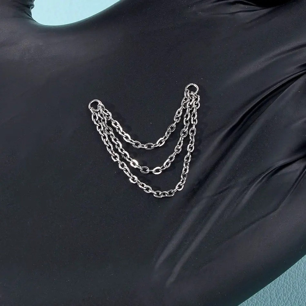 ファッションチタンノーズチェーン ダブルチェーン 三層チェー - Body Jewelry Titanium のレビューと価格