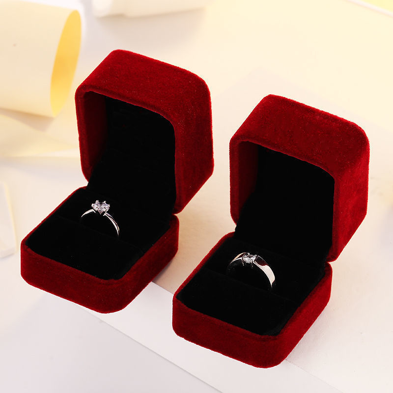 正方形赤婚約ベルベットイヤリングリングボックスオーガナイザー - Body Jewelry Display のレビューと価格