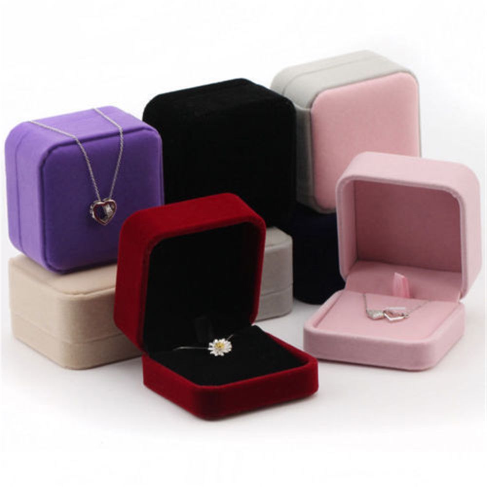 正方形赤婚約ベルベットイヤリングリングボックスオーガナイザー - Body Jewelry Display のレビューと価格