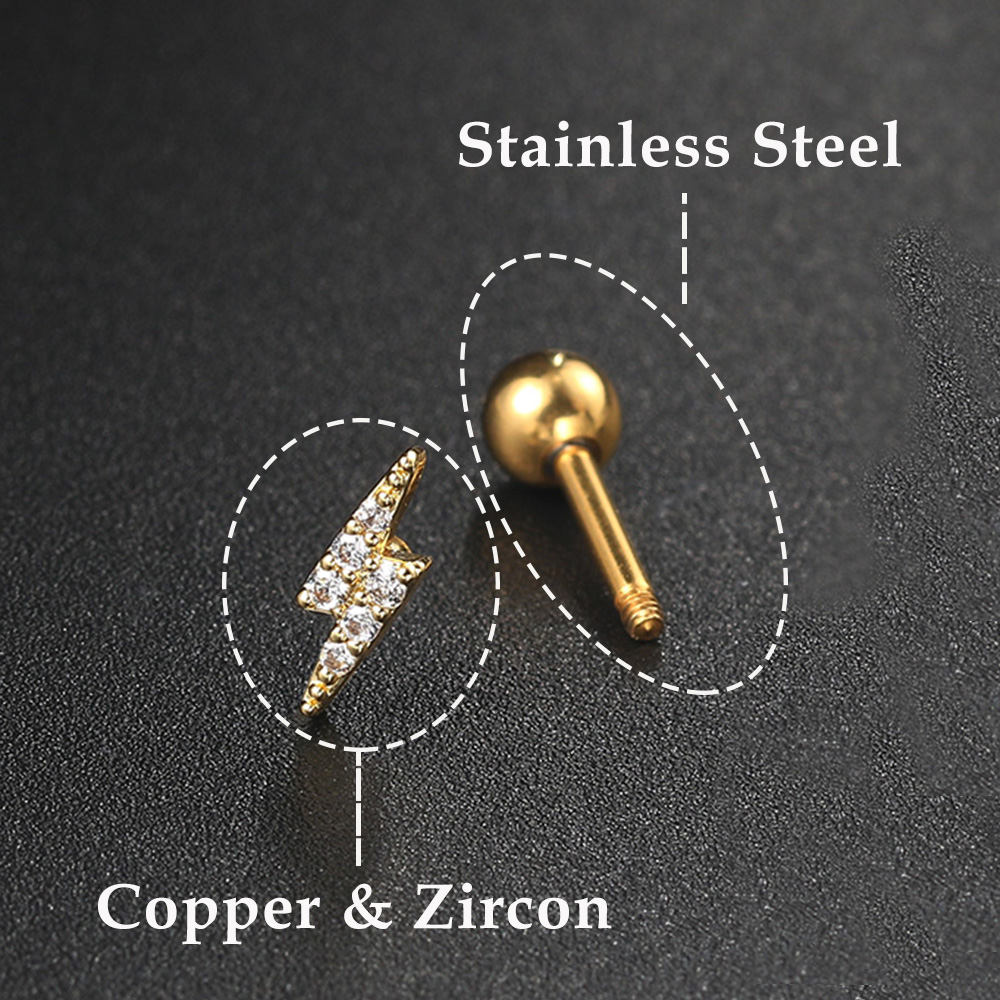 星と月のスタッドが付いたイヤリング,女性用,韓国のファッショ - Body Jewelry Flat Back のレビューと価格