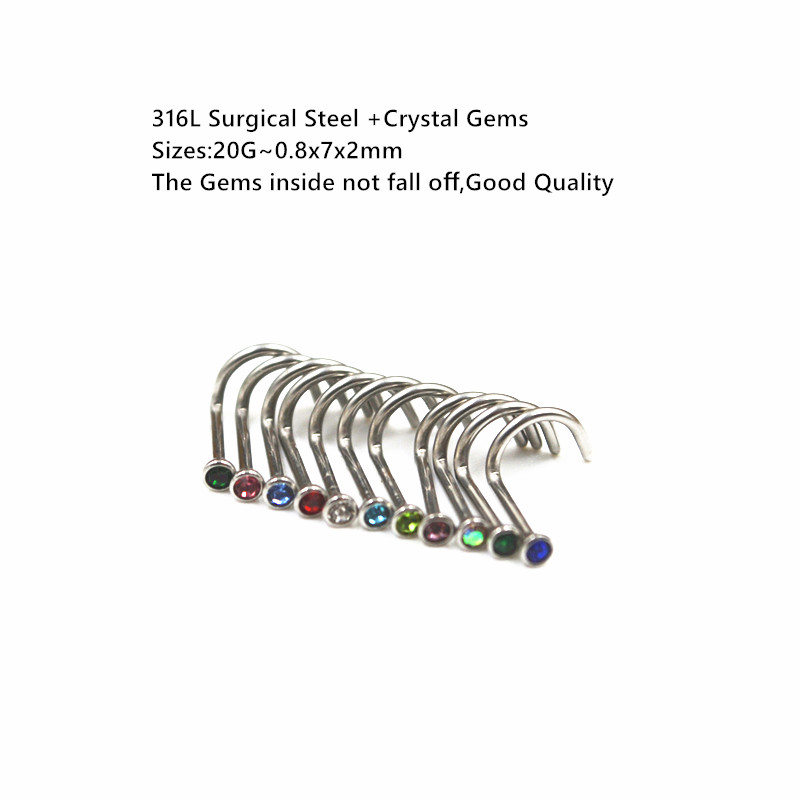50 個 20Gx7x2mm 宝石内部鼻リング鼻孔スタッドリ - Body Jewelry Good Quality のレビューと価格