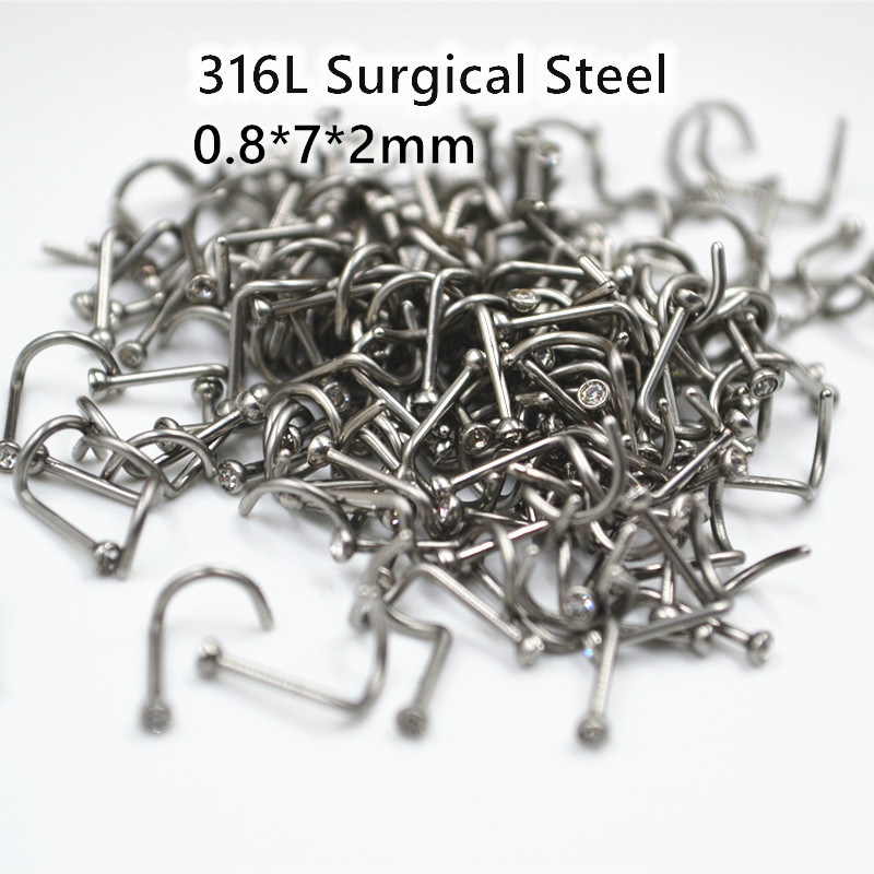 50 個 20Gx7x2mm 宝石内部鼻リング鼻孔スタッドリ - Body Jewelry Good Quality のレビューと価格