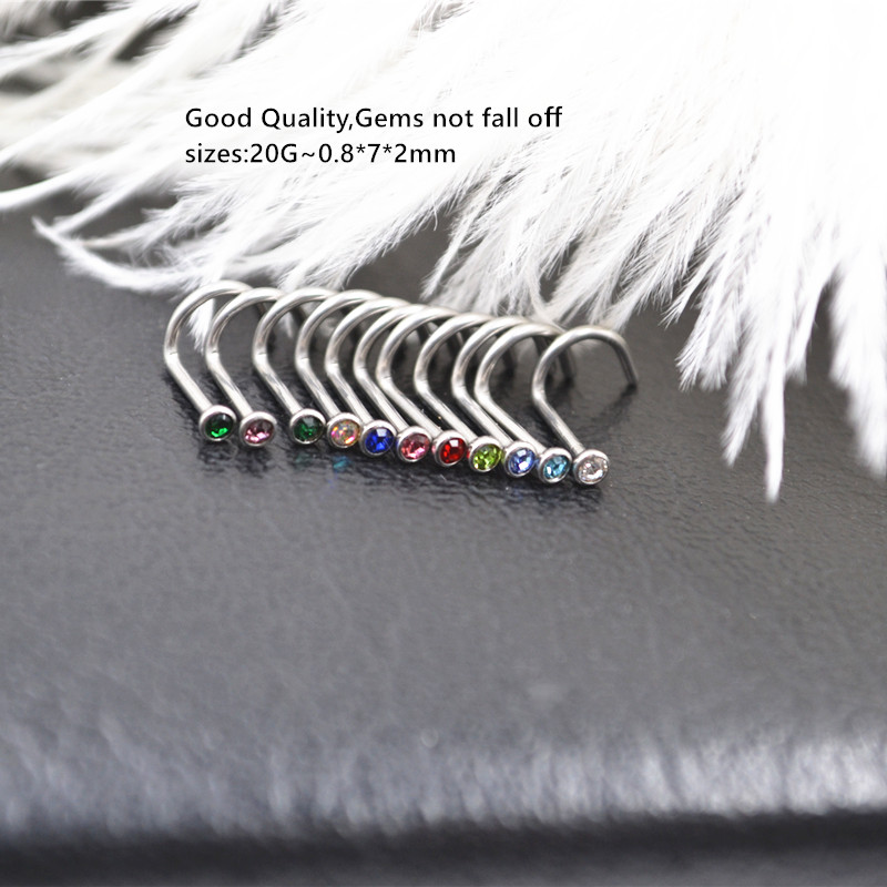 50 個 20Gx7x2mm 宝石内部鼻リング鼻孔スタッドリ - Body Jewelry Good Quality のレビューと価格