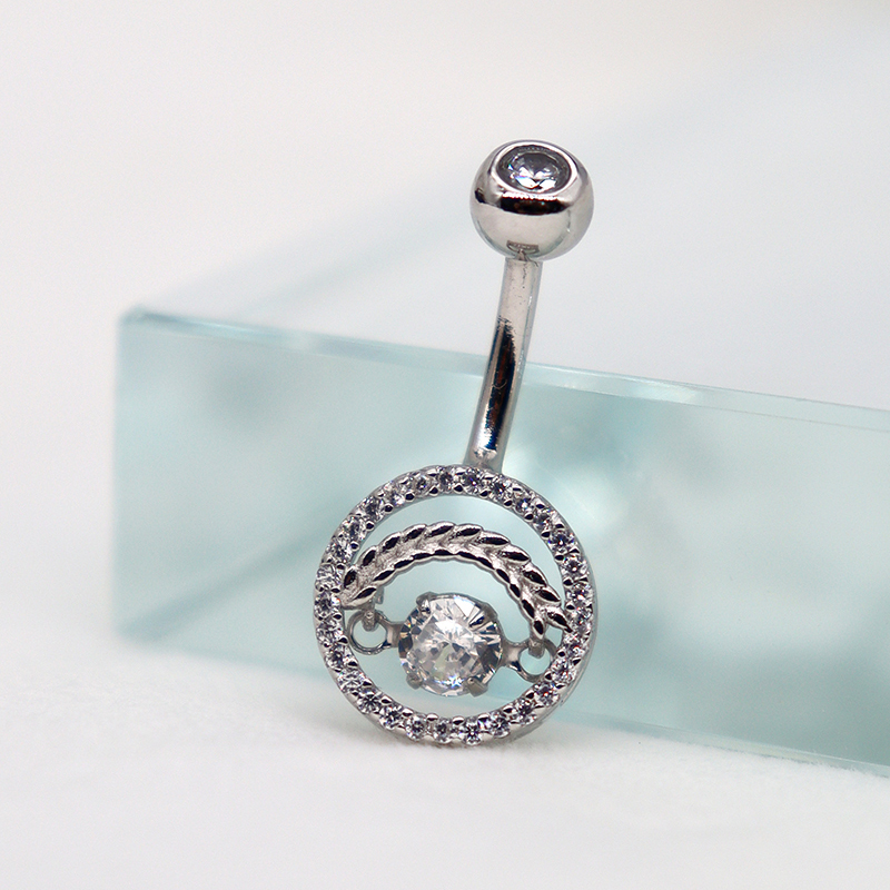 ピアスへそシルバー 925 スターリングシルバー円形アジャイ - Body Jewelry Good Quality のレビューと価格