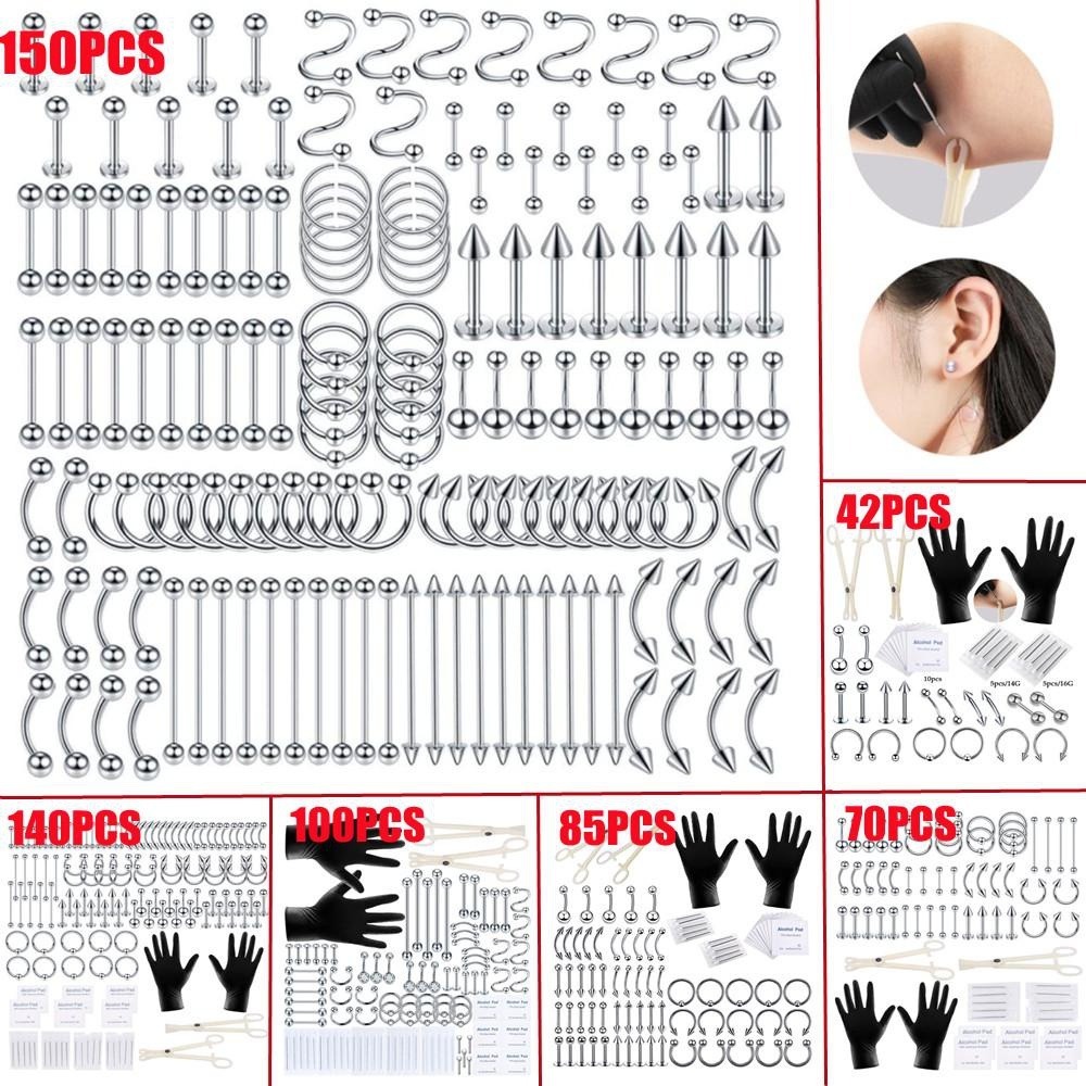 150/140/85/70/42個入りボディピアスキット ジ - Body Jewelry Nose Ring のレビューと価格