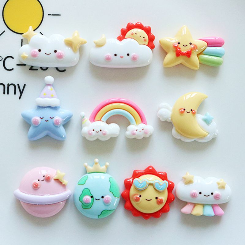 10 個新しいかわいい漫画虹、星、雲シリーズフラットバック飾 - Star Flat Back のレビューと価格