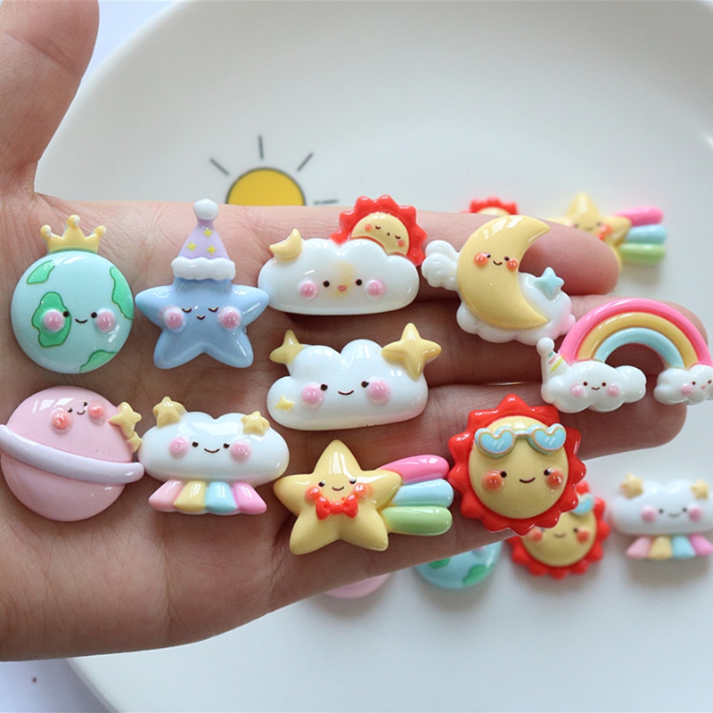 10 個新しいかわいい漫画虹、星、雲シリーズフラットバック飾 - Star Flat Back のレビューと価格