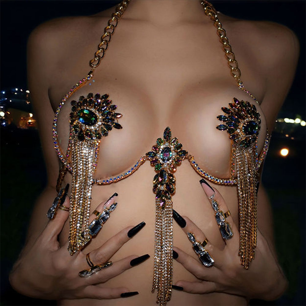 Stonefans-女性のための誇張されたフリンジチェストブ - Body Jewelry Good Quality のレビューと価格