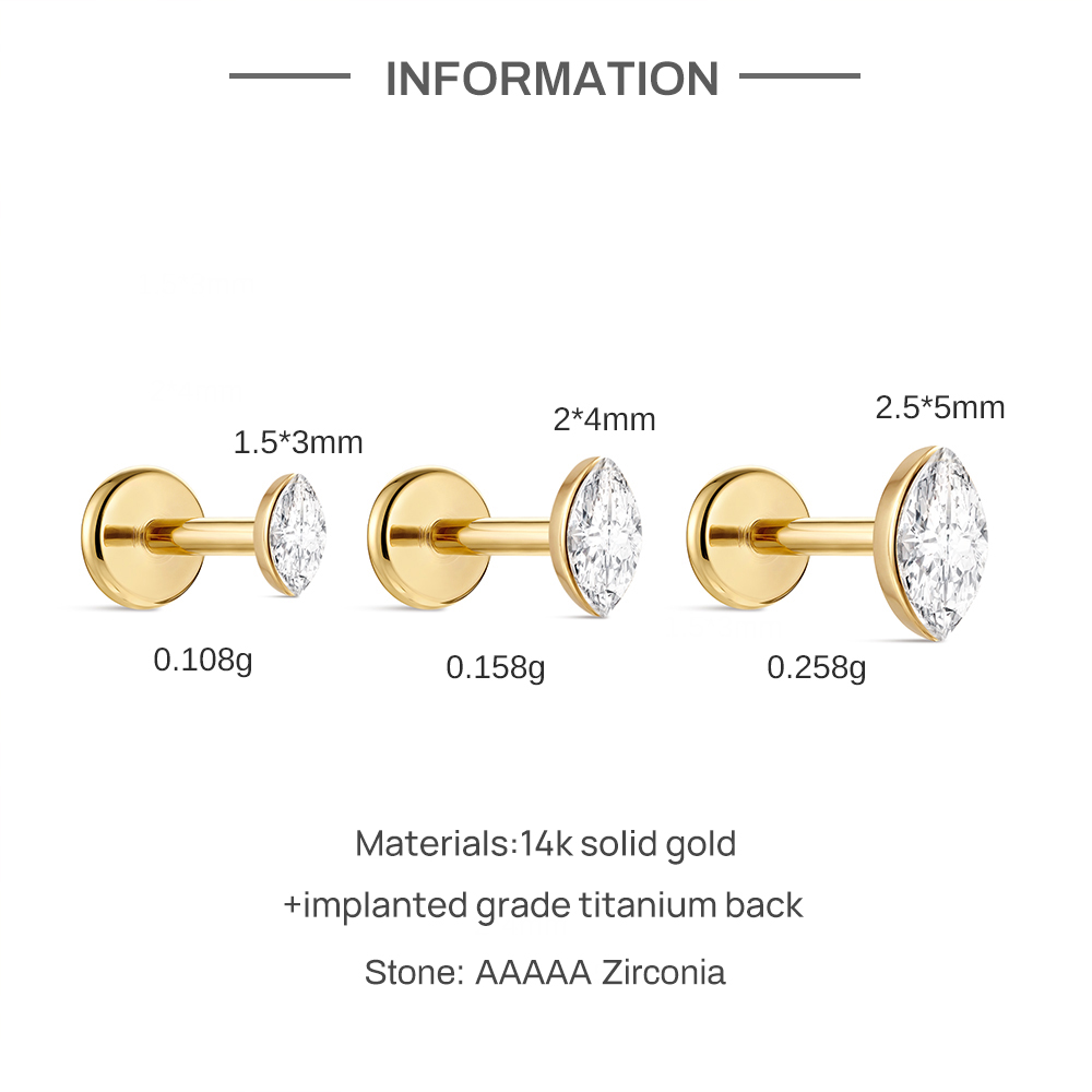CANNER 1個 14Kソリッドゴールド デリケート 3/ - Body Jewelry Flat Back のレビューと価格