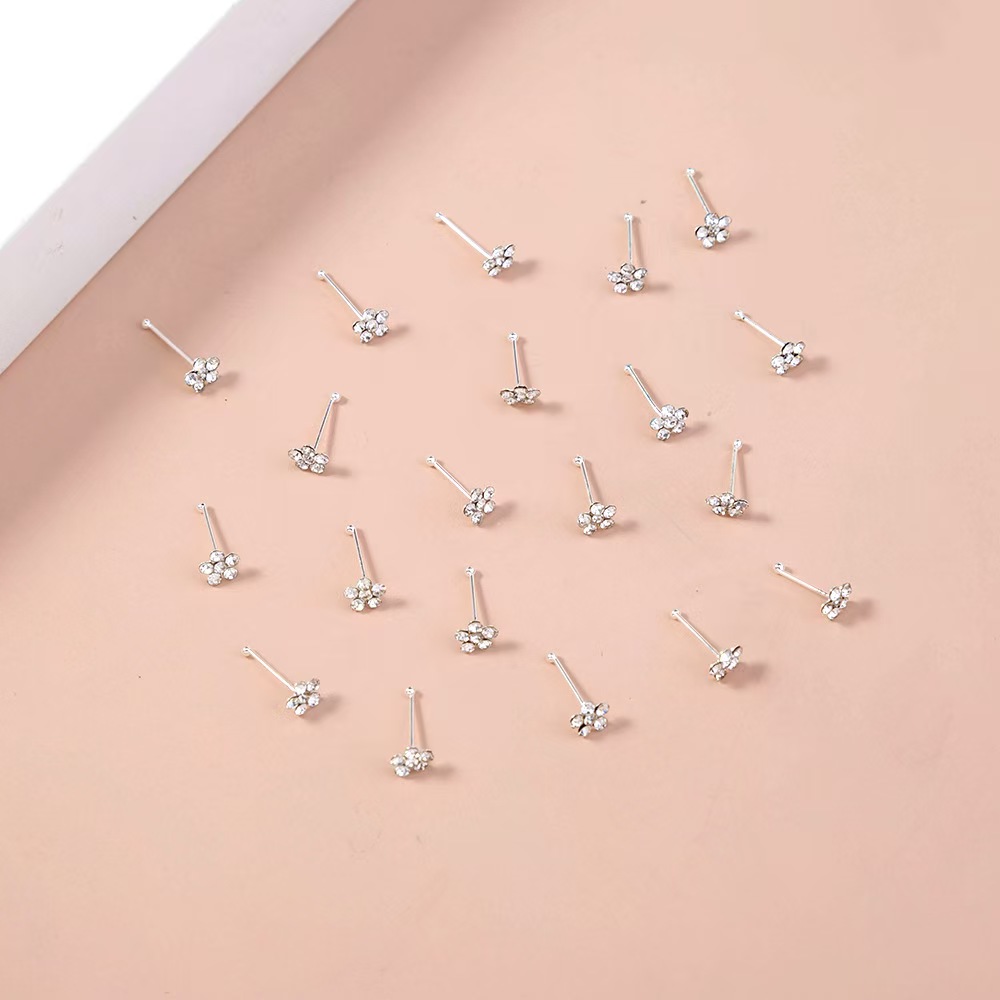 20 ピース/箱ボディ鼻ピアスジュエリー鼻リングシルバー針女 - Body Jewelry Display Case のレビューと価格