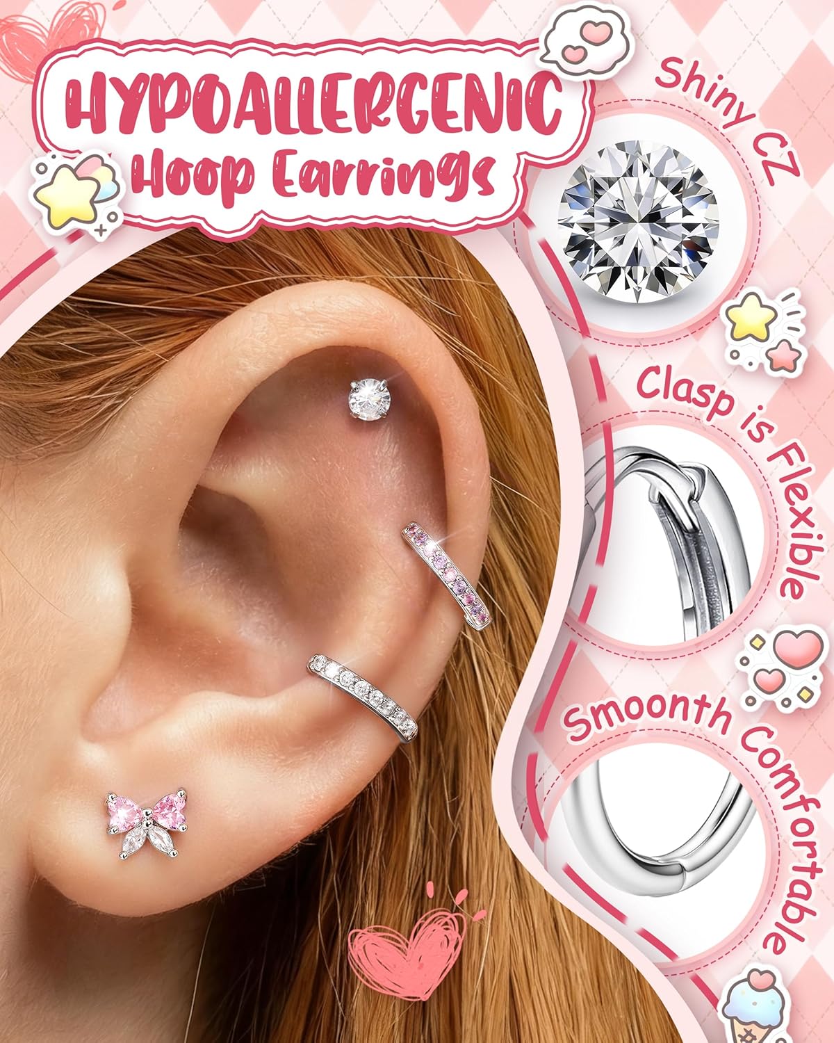Bobisty 1 ペアイヤリング女性用サージカルスチールス - Body Jewelry Flat Back のレビューと価格
