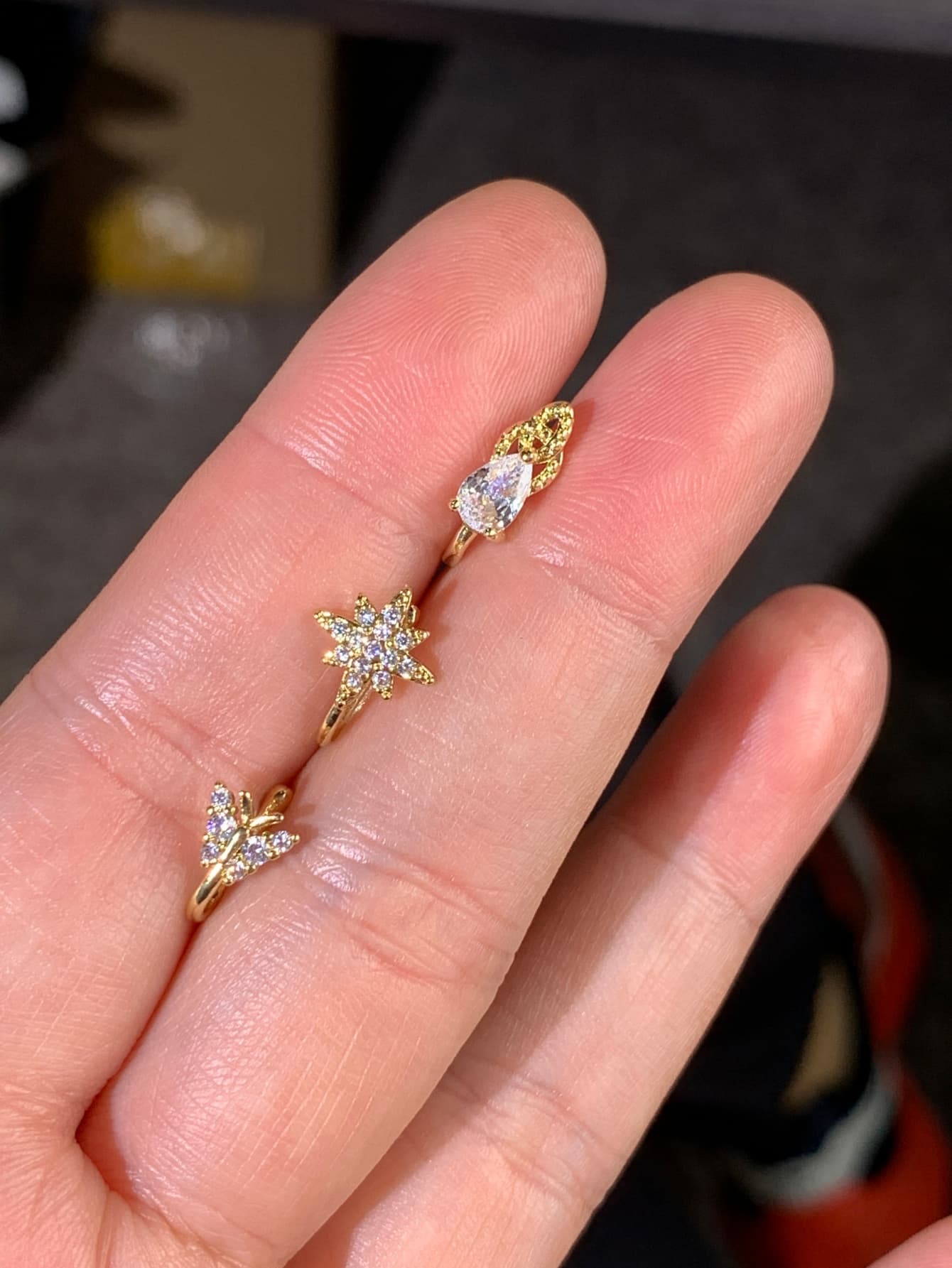3ピースのおしゃれで上品なノーズクリップセット、人工ジルコン - Body Jewelry Nose Ring のレビューと価格