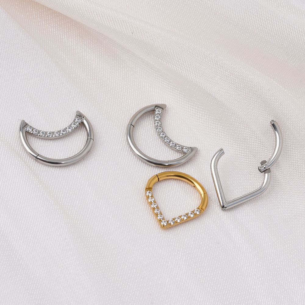 F136 チタンヒンジ付きティアドロップセグメントリングセプ - Septum Clicker Ring のレビューと価格