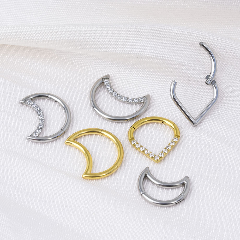 F136 チタンヒンジ付きティアドロップセグメントリングセプ - Septum Clicker Ring のレビューと価格
