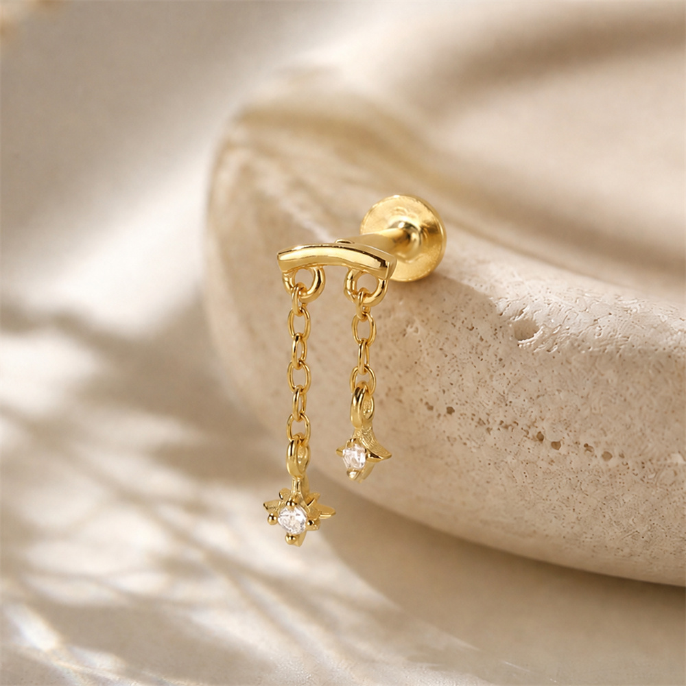 AIDE 925 スターリングシルバー八角星ダブルチェーンタ - Body Jewelry Flat Back のレビューと価格