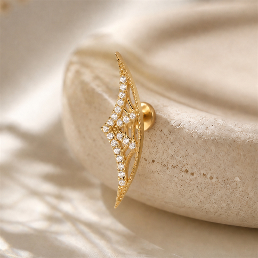 AIDE 925 スターリングシルバー八角星ダブルチェーンタ - Body Jewelry Flat Back のレビューと価格