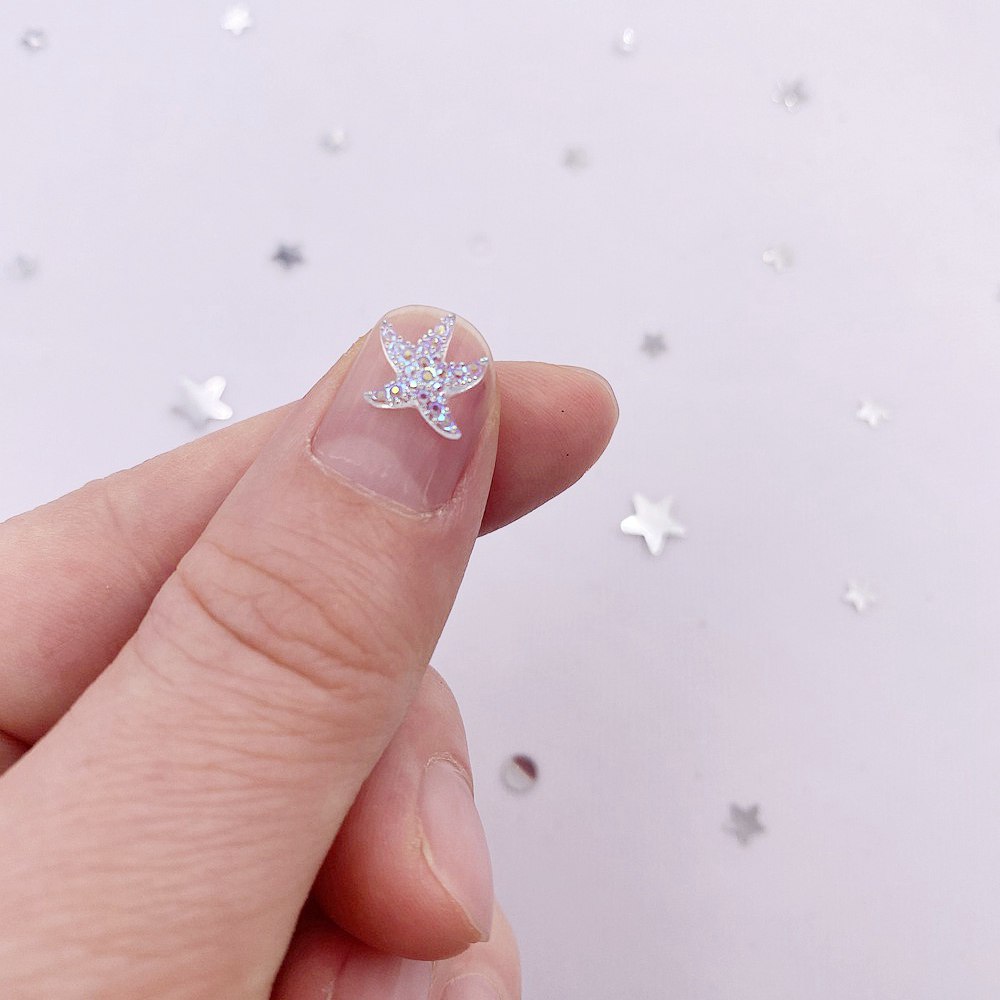 10ミリメートルミニ光沢のあるスターネイルアート100個ヒト - Star Flat Back のレビューと価格
