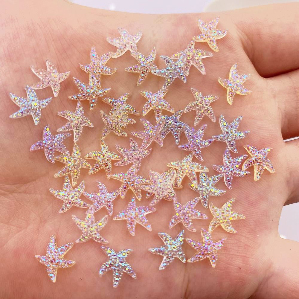 10ミリメートルミニ光沢のあるスターネイルアート100個ヒト - Star Flat Back のレビューと価格