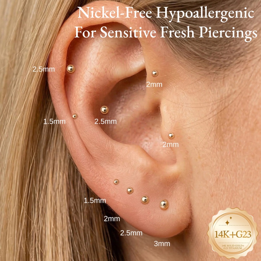 DIeSchein 14Kソリッドゴールド ミニマリズムイヤ - Body Jewelry Flat Back のレビューと価格